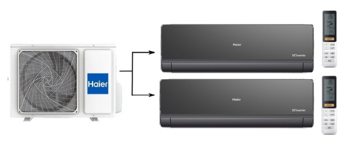 Мульти сплит-система на 2 комнаты Haier Lightera 2U40S2SM1FA/AS09NS6ERA-B*2шт