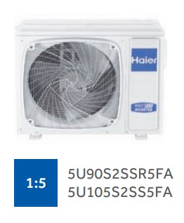 Внешний блок мульти сплит-системы на 5 комнат Haier Free match  5U105S2SS5FA