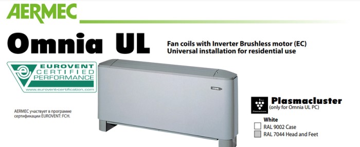 Напольно-потолочный фанкойл до 3.5 кВт Aermec Omnia UL 16 S